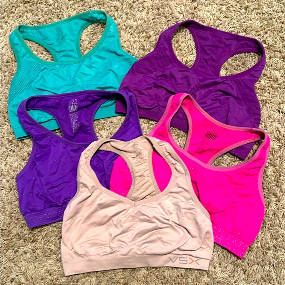 Set of 5 Victoria Secret SportX Sports Bras Size Large